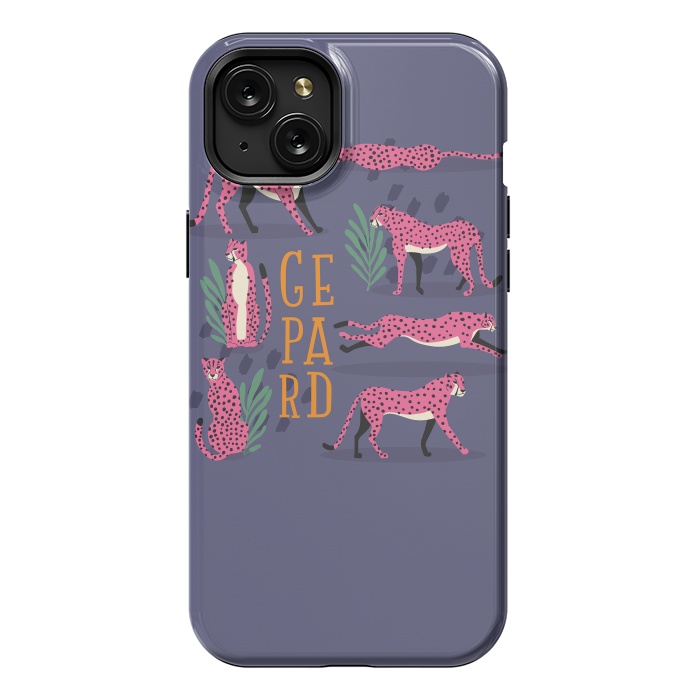 iPhone 15 Plus StrongFit Cheetahs on purple by Jelena Obradovic
