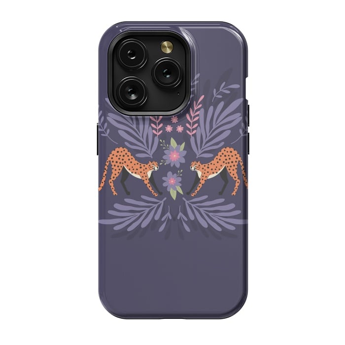 iPhone 15 Pro StrongFit Cheetahs pair purple by Jelena Obradovic
