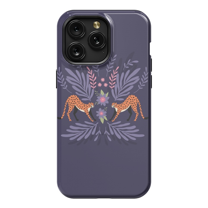 iPhone 15 Pro Max StrongFit Cheetahs pair purple by Jelena Obradovic