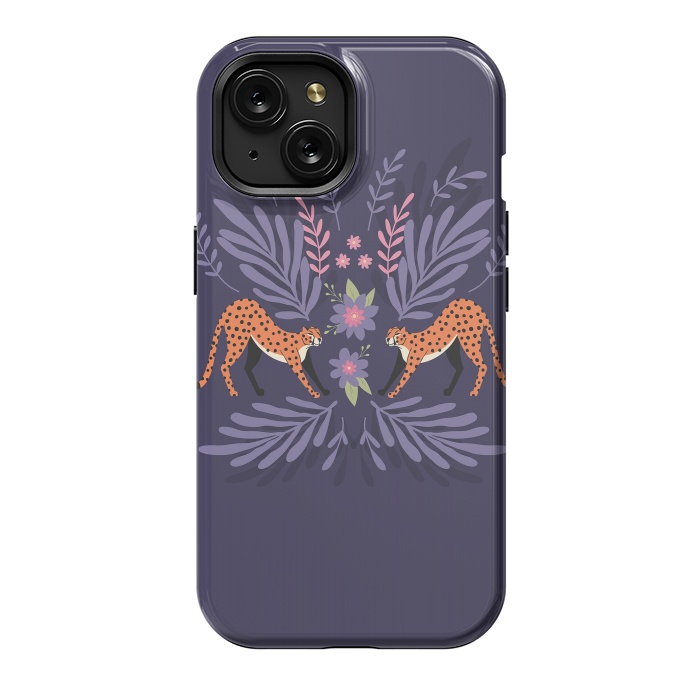 iPhone 15 StrongFit Cheetahs pair purple by Jelena Obradovic