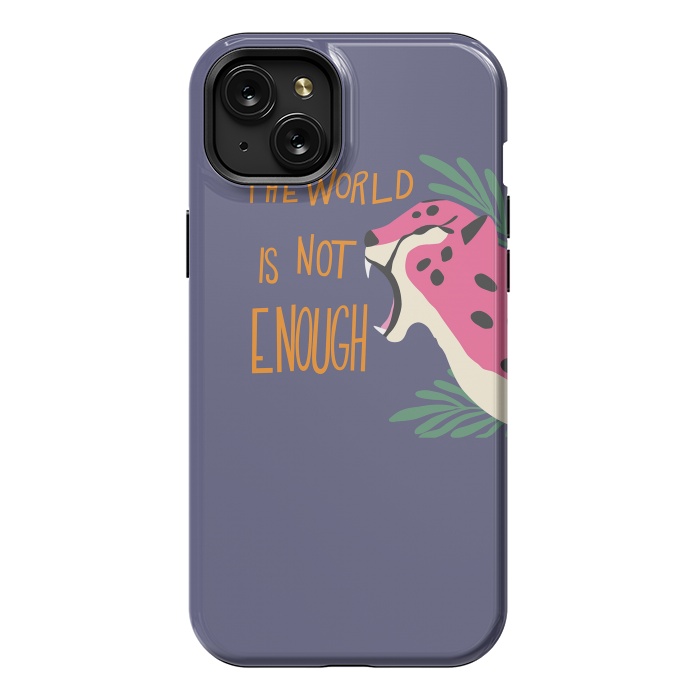 iPhone 15 Plus StrongFit Cheetah - the world is not enough, purple by Jelena Obradovic