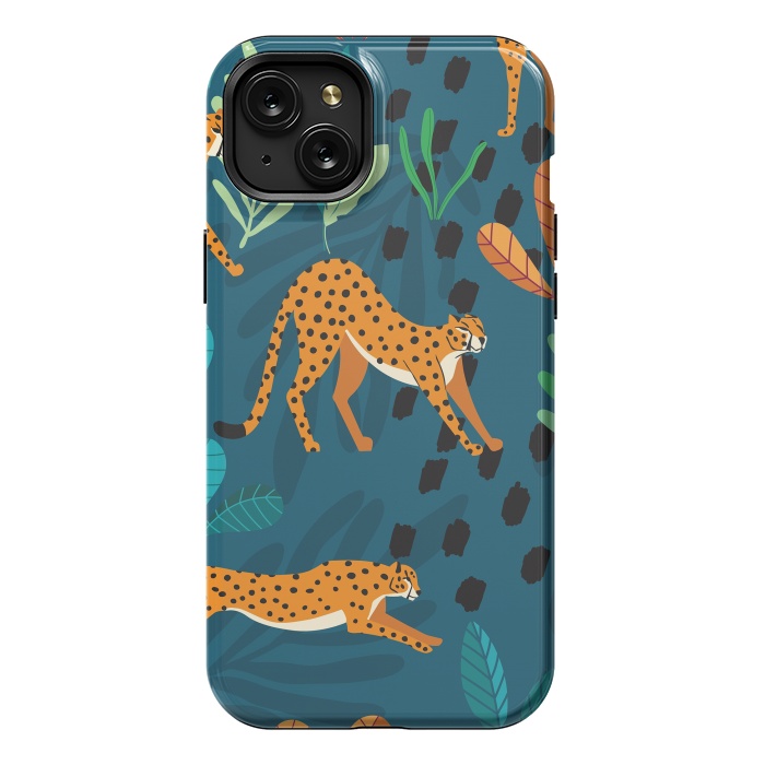 iPhone 15 Plus StrongFit Cheetah pattern 01 by Jelena Obradovic