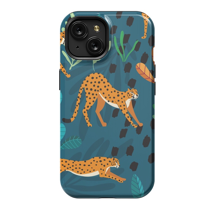 iPhone 15 StrongFit Cheetah pattern 01 by Jelena Obradovic