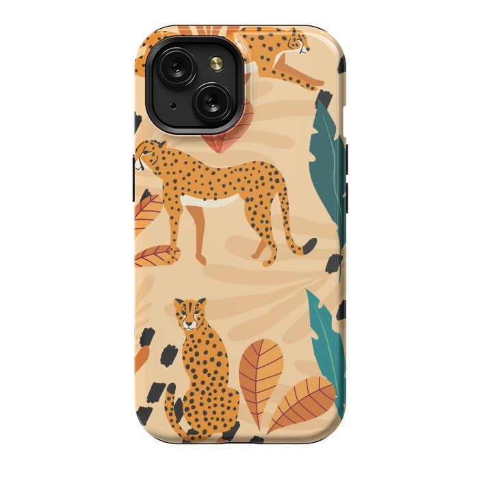 iPhone 15 StrongFit Cheetah pattern 03 by Jelena Obradovic