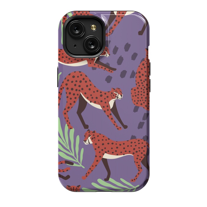 iPhone 15 StrongFit Cheetah pattern 10 by Jelena Obradovic