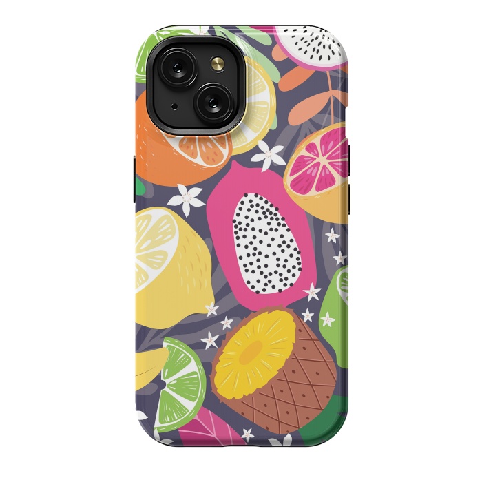 iPhone 15 StrongFit Tropical fruit pattern 01 by Jelena Obradovic