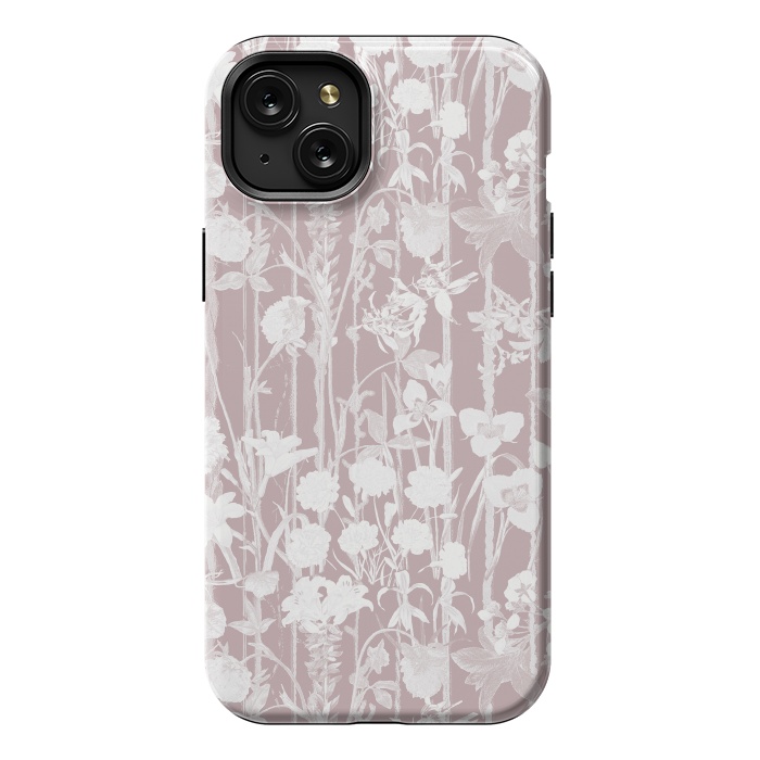 iPhone 15 Plus StrongFit Dusty pink botanical flower garden by Oana 