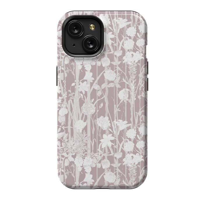 iPhone 15 StrongFit Dusty pink botanical flower garden by Oana 