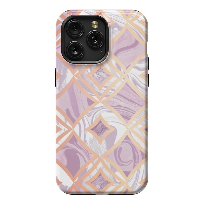 iPhone 15 Pro Max StrongFit Elegant pink rose gold marble tiles by Oana 