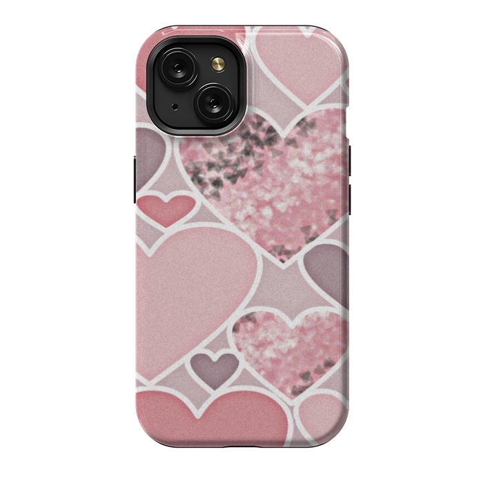 iPhone 15 StrongFit Pink hearts by CAS