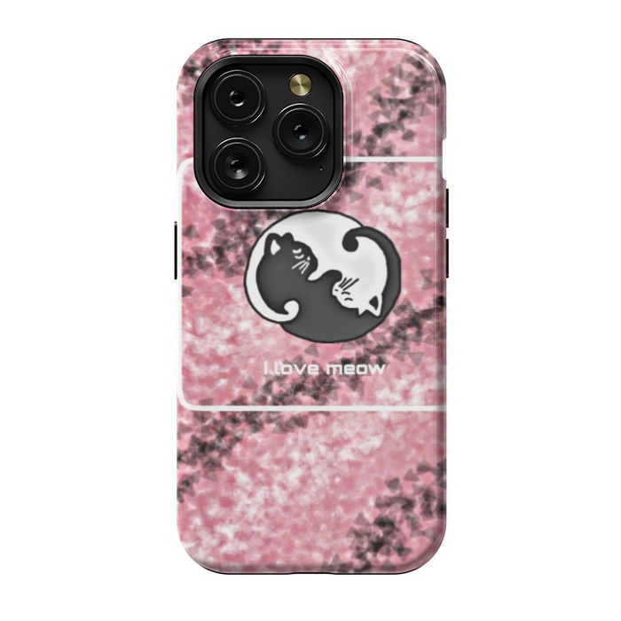 iPhone 15 Pro StrongFit Yinyang Cat pink by CAS