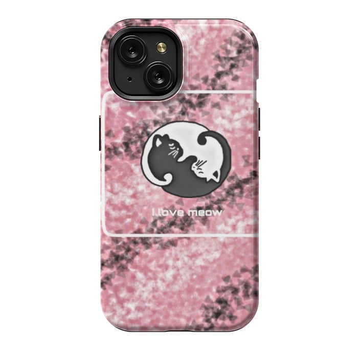 iPhone 15 StrongFit Yinyang Cat pink by CAS