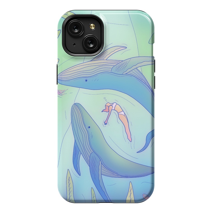 iPhone 15 Plus StrongFit The girl and the whales by Steve Wade (Swade)