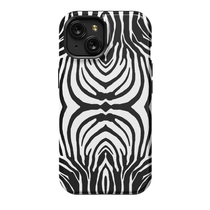 iPhone 15 StrongFit White zebra stripes by Oana 