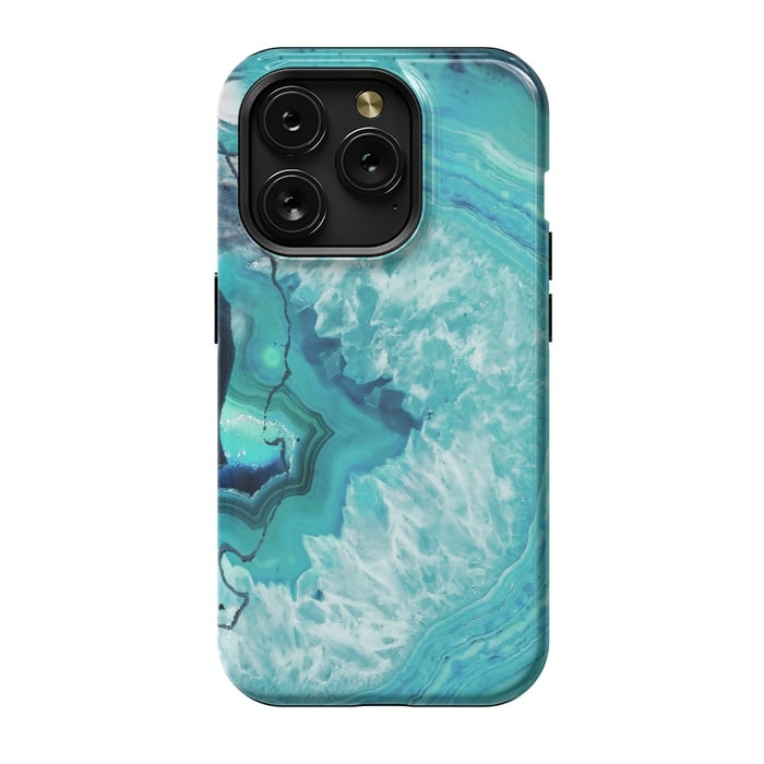 iPhone 15 Pro StrongFit Turquoise agate geode marble by Oana 