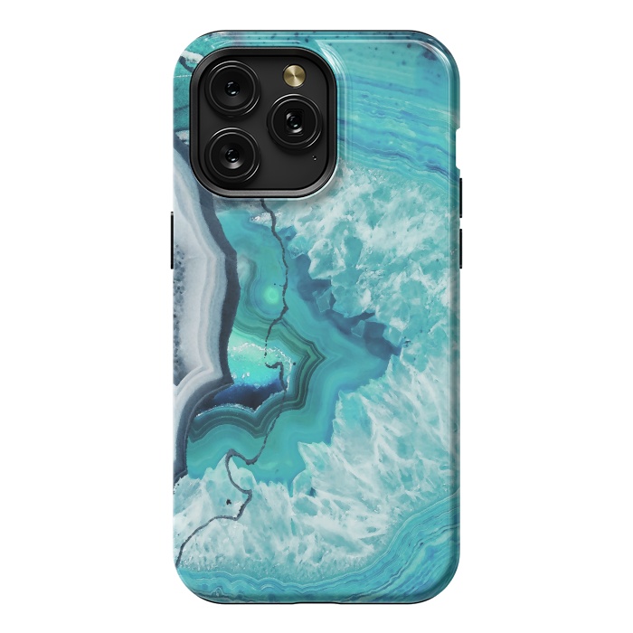 iPhone 15 Pro Max StrongFit Turquoise agate geode marble by Oana 