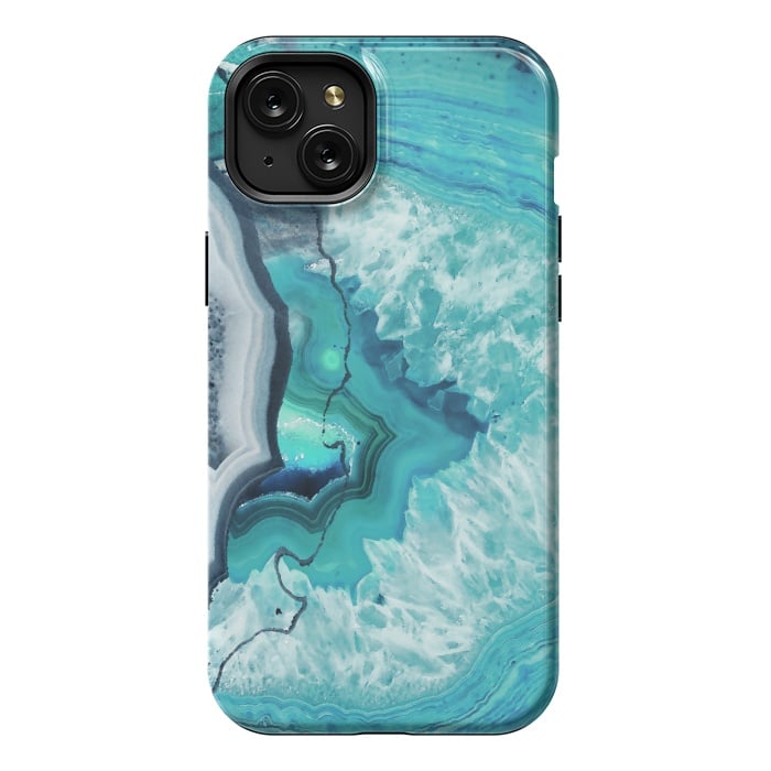 iPhone 15 Plus StrongFit Turquoise agate geode marble by Oana 