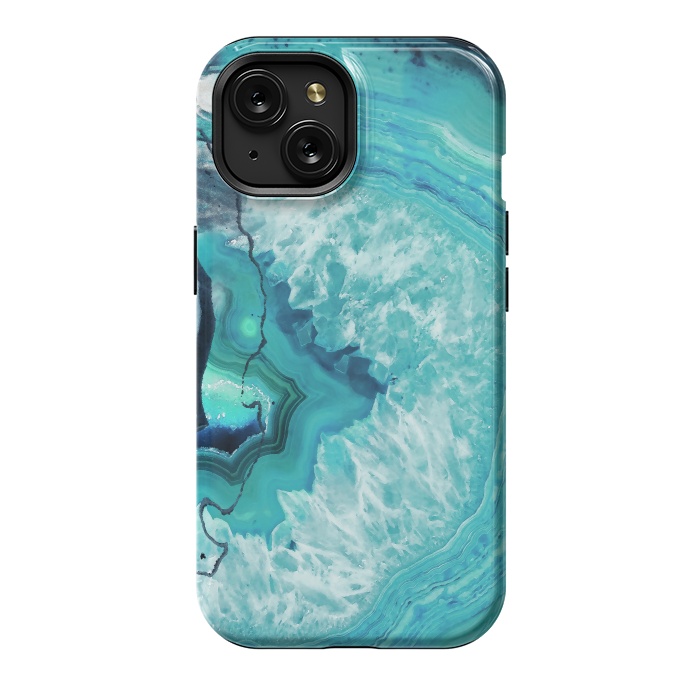 iPhone 15 StrongFit Turquoise agate geode marble by Oana 
