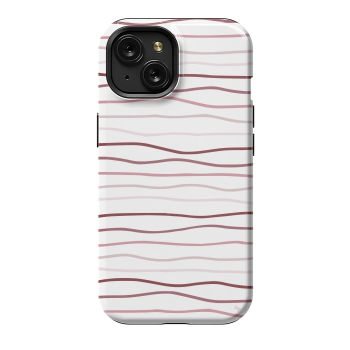 iPhone 15 StrongFit Vintage Pink Stripes by Martina