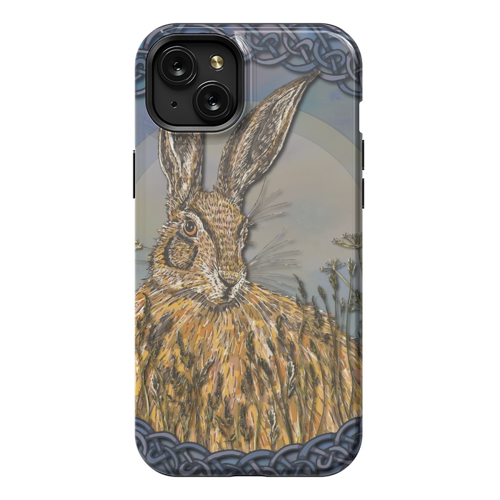 iPhone 15 Plus StrongFit Celtic Hare by Lotti Brown