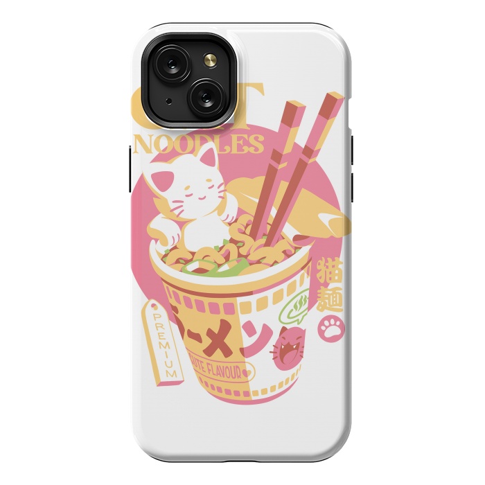 iPhone 15 Plus StrongFit Cat Noodles by Ilustrata