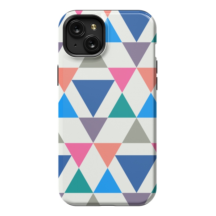 iPhone 15 Plus StrongFit Multicolor Repeat Triangles by TMSarts
