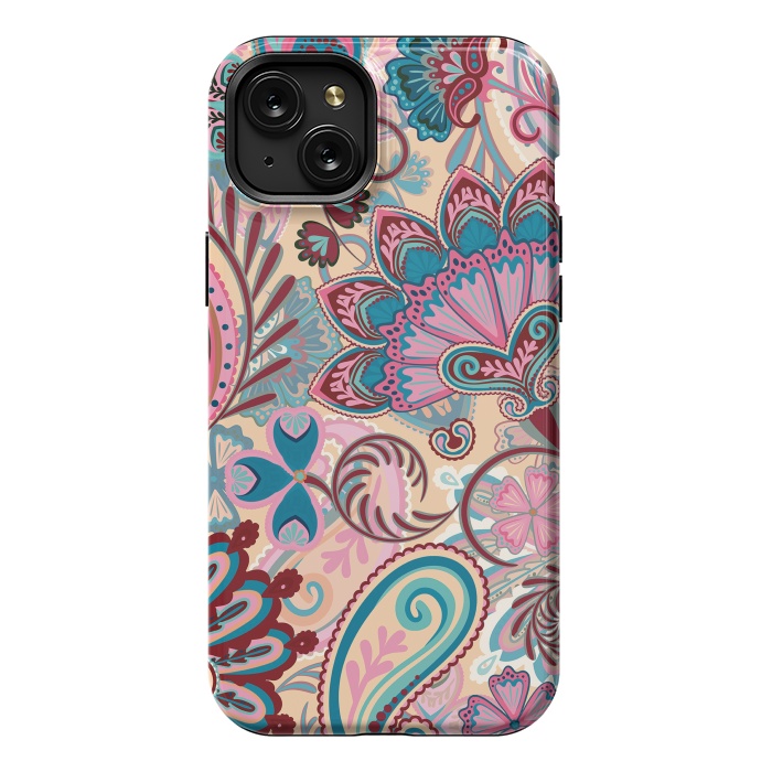 iPhone 15 Plus StrongFit Paisley Flowers Design by ArtsCase