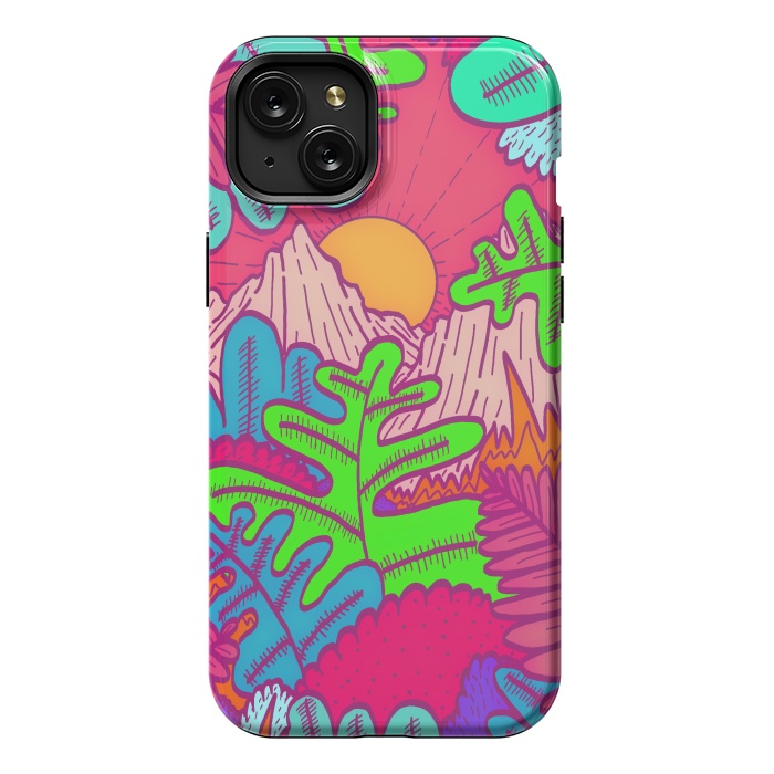 iPhone 15 Plus StrongFit A pink tropical jungle by Steve Wade (Swade)
