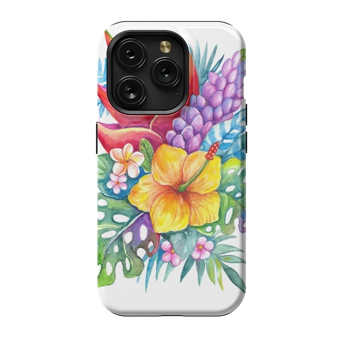 iPhone 15 Pro StrongFit Tropical Flowers by Irina Velman