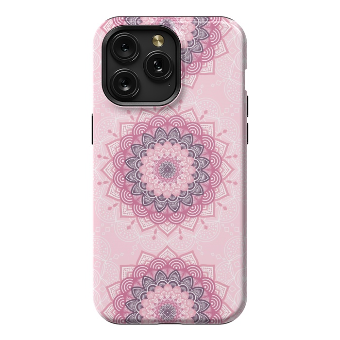 iPhone 15 Pro Max StrongFit Pink white mandalas by Jms