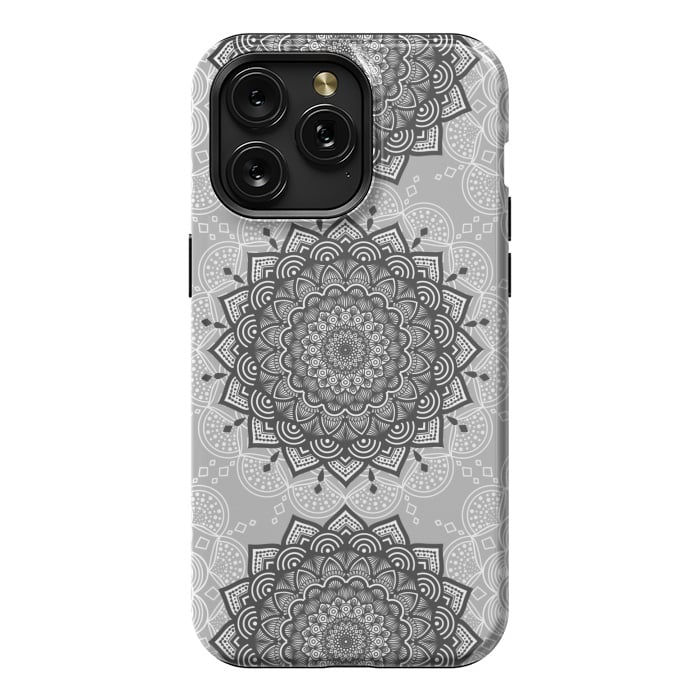 iPhone 15 Pro Max StrongFit Black gray mandalas by Jms