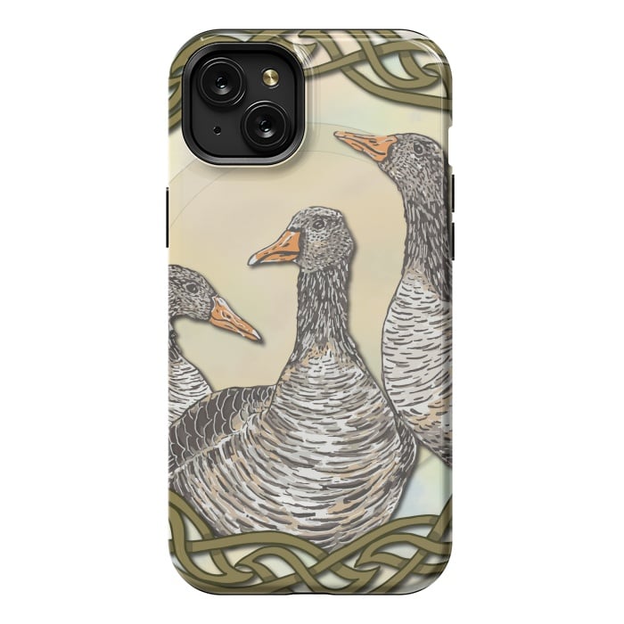 iPhone 15 Plus StrongFit Celtic Goose by Lotti Brown
