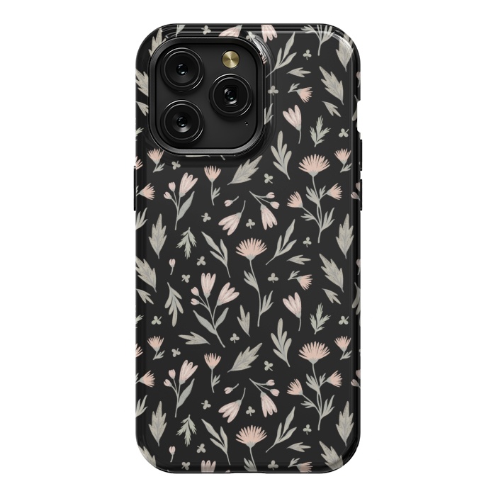 iPhone 15 Pro Max StrongFit delicate flowers on a black by Alena Ganzhela