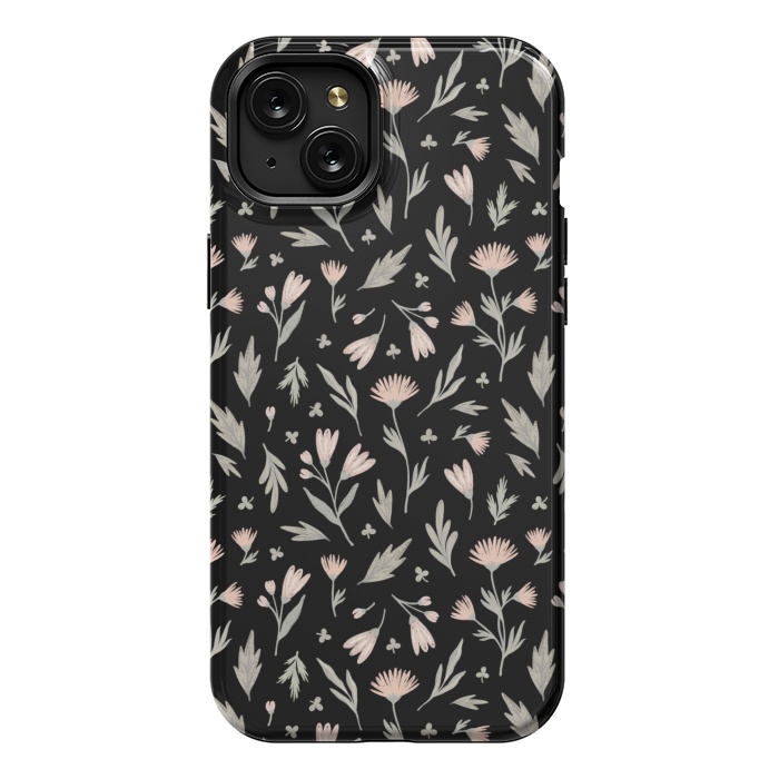 iPhone 15 Plus StrongFit delicate flowers on a black by Alena Ganzhela