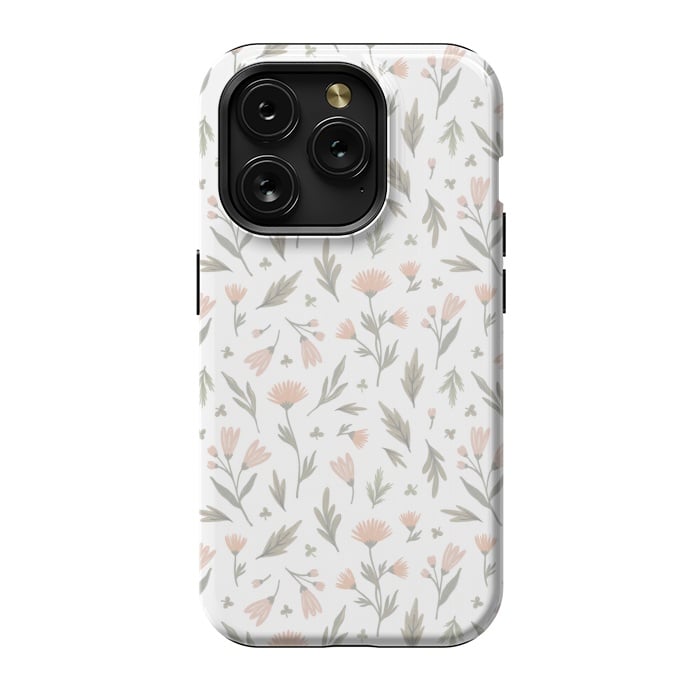 iPhone 15 Pro StrongFit delicate flowers on a white by Alena Ganzhela