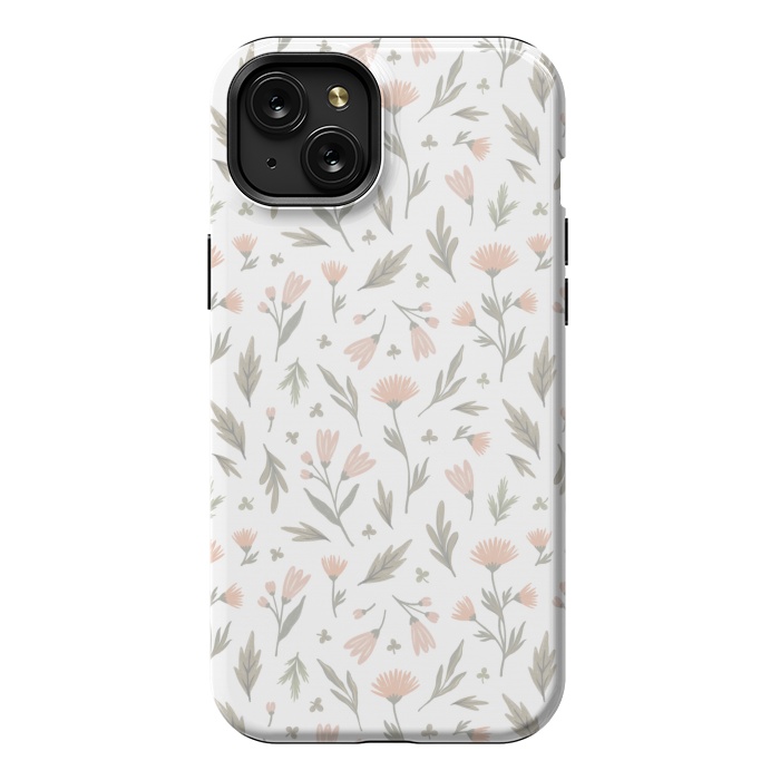 iPhone 15 Plus StrongFit delicate flowers on a white by Alena Ganzhela