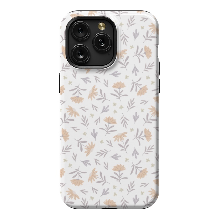 iPhone 15 Pro Max StrongFit Beige flowers on a white by Alena Ganzhela