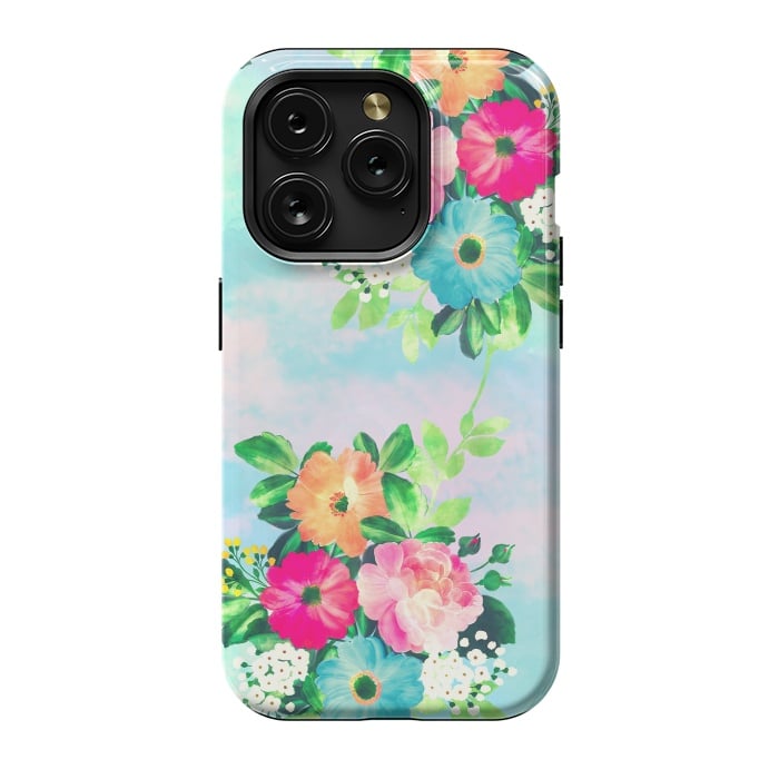 iPhone 15 Pro StrongFit Girly Vintage Roses Floral Watercolor Paint by InovArts