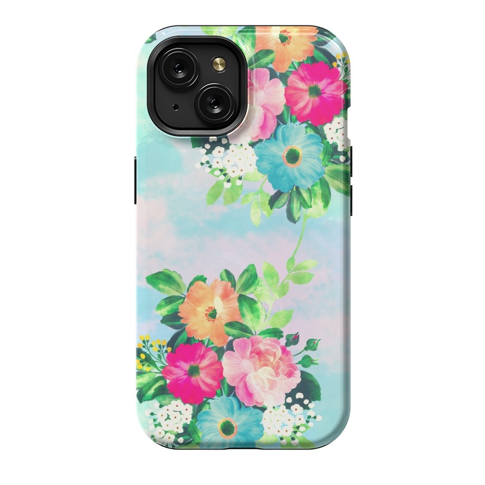 iPhone 15 StrongFit Girly Vintage Roses Floral Watercolor Paint by InovArts
