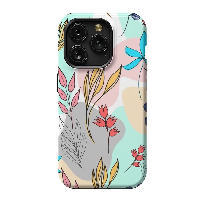 iPhone 15 Pro StrongFit Trendy colorful leaves hand drawn cute illustration by InovArts