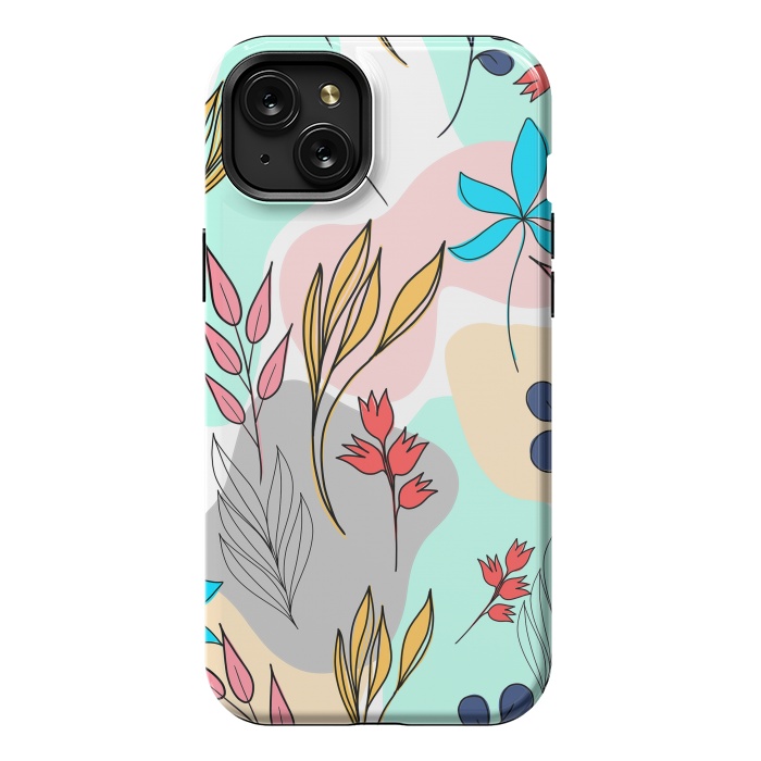 iPhone 15 Plus StrongFit Trendy colorful leaves hand drawn cute illustration by InovArts