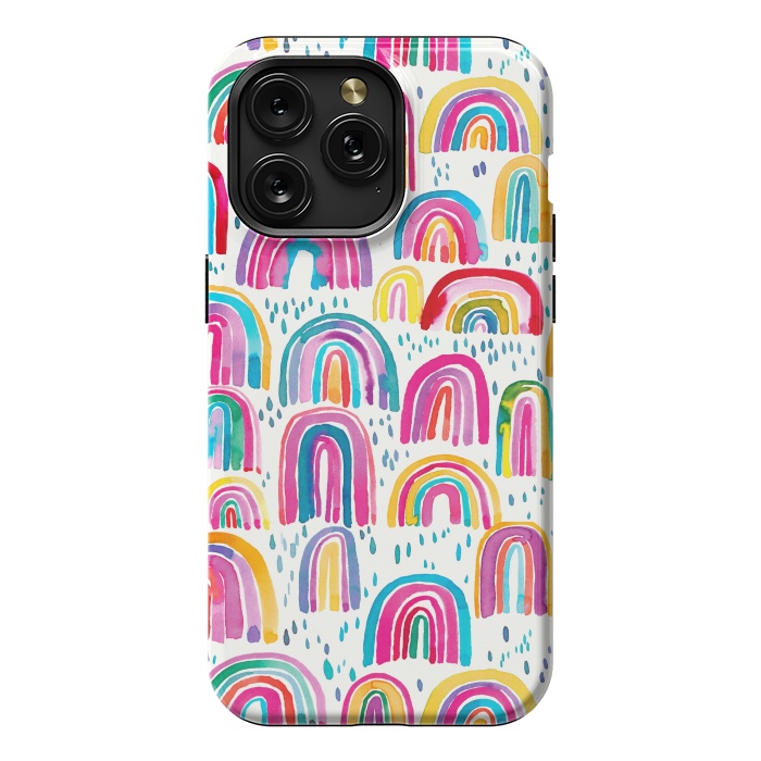 iPhone 15 Pro Max StrongFit Cute Watercolor Rainbows by Ninola Design