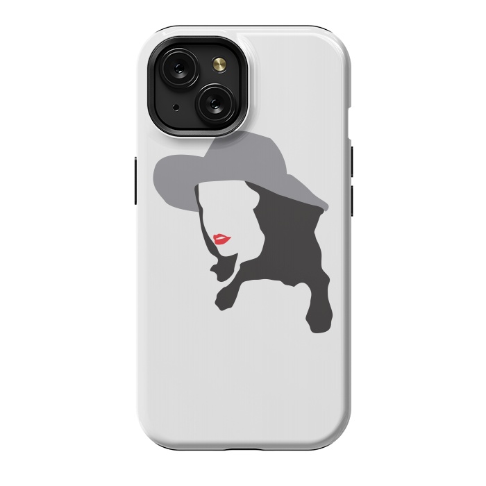 iPhone 15 StrongFit Woman Face Minimal Art 01 by Creativeaxle