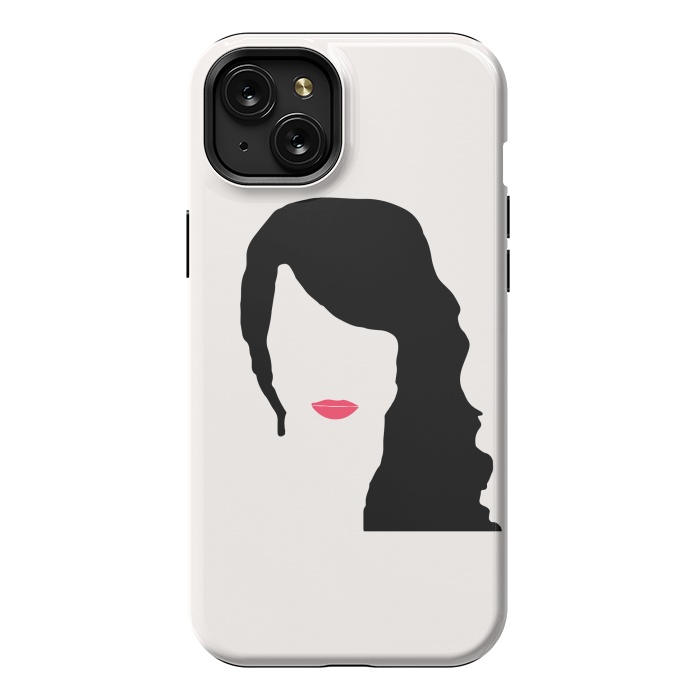 iPhone 15 Plus StrongFit Woman Face Minimal Art 03 by Creativeaxle