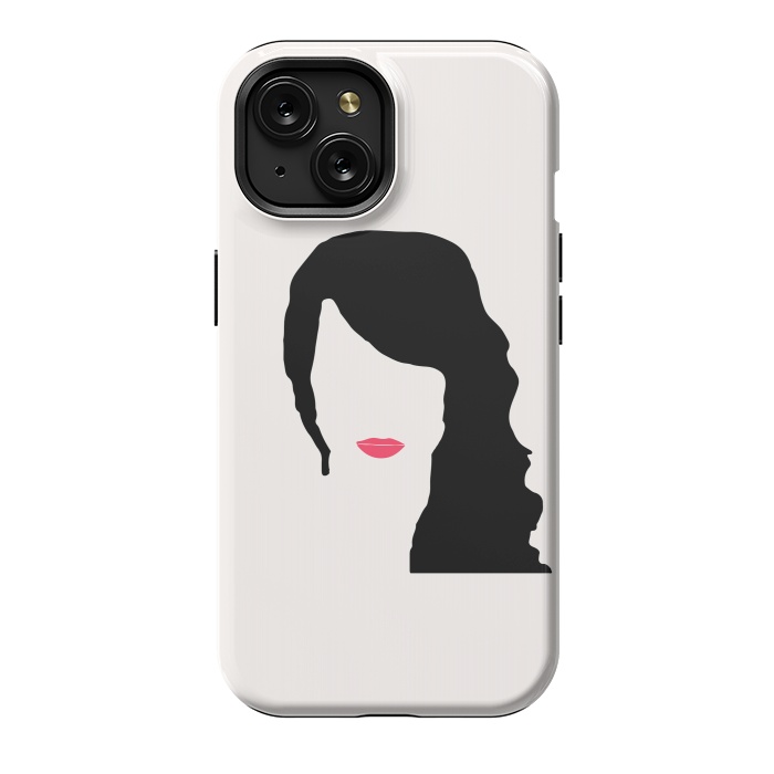 iPhone 15 StrongFit Woman Face Minimal Art 03 by Creativeaxle