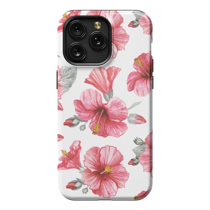 iPhone 15 Pro Max StrongFit Watercolor hibiscus flowers by Oana 
