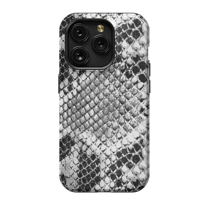 iPhone 15 Pro StrongFit Black and grey grungy snake skin pattern by Oana 