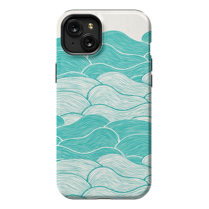iPhone 15 Plus StrongFit The Calm And Stormy Seas II by Pom Graphic Design