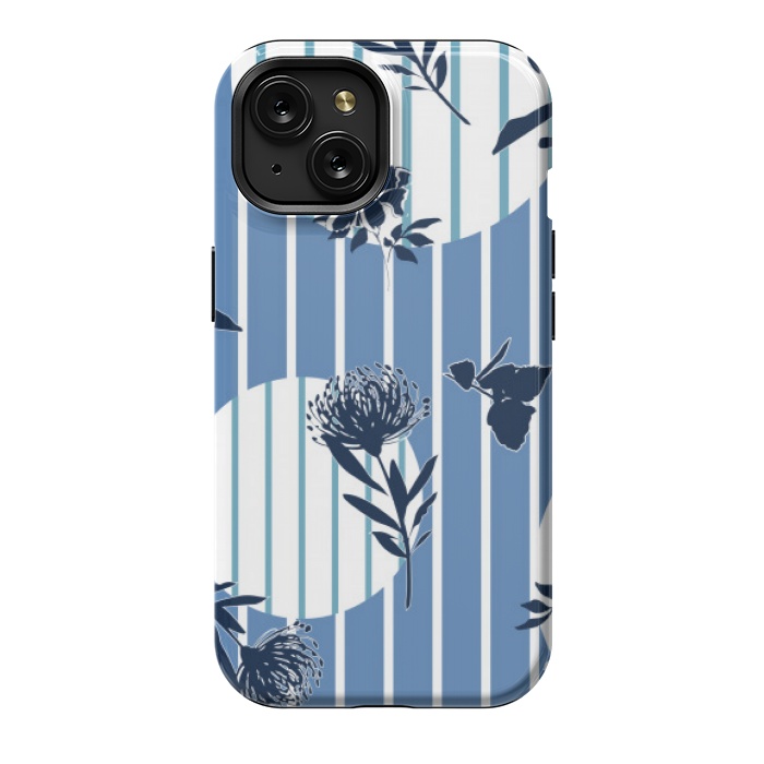 iPhone 15 StrongFit STRIPES TROPICAL BLUE PATTERN by MALLIKA