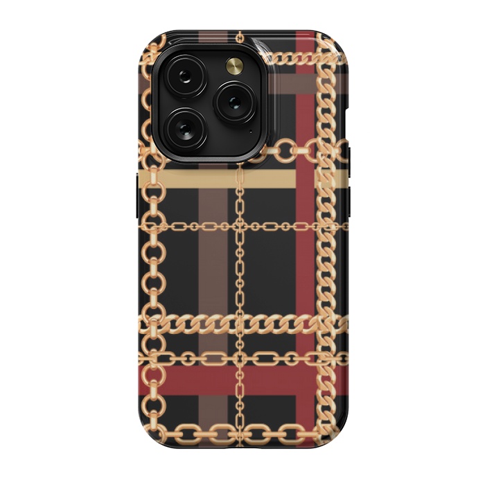 iPhone 15 Pro StrongFit Golden chains red black by MALLIKA